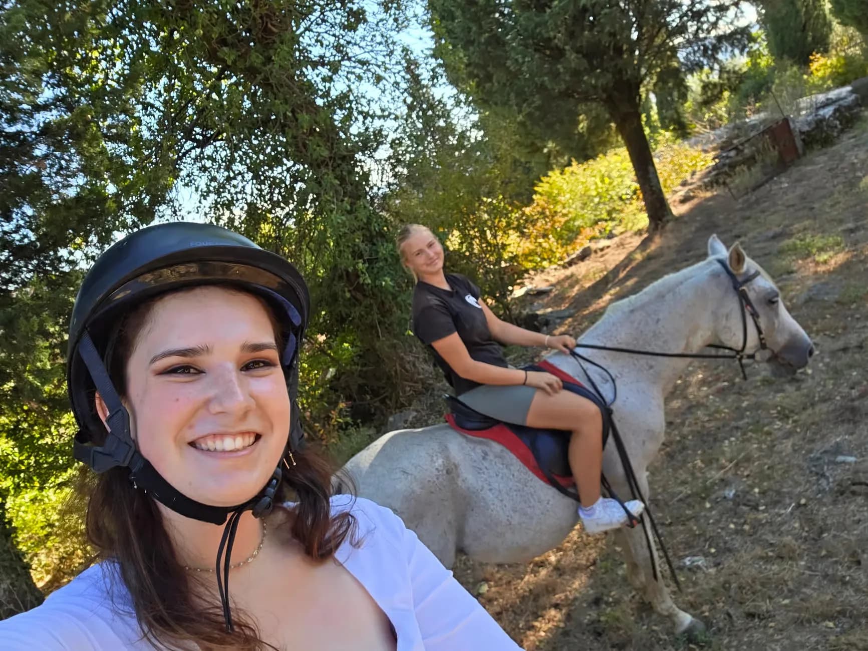 Guests horse riding on a trail near Podgorica