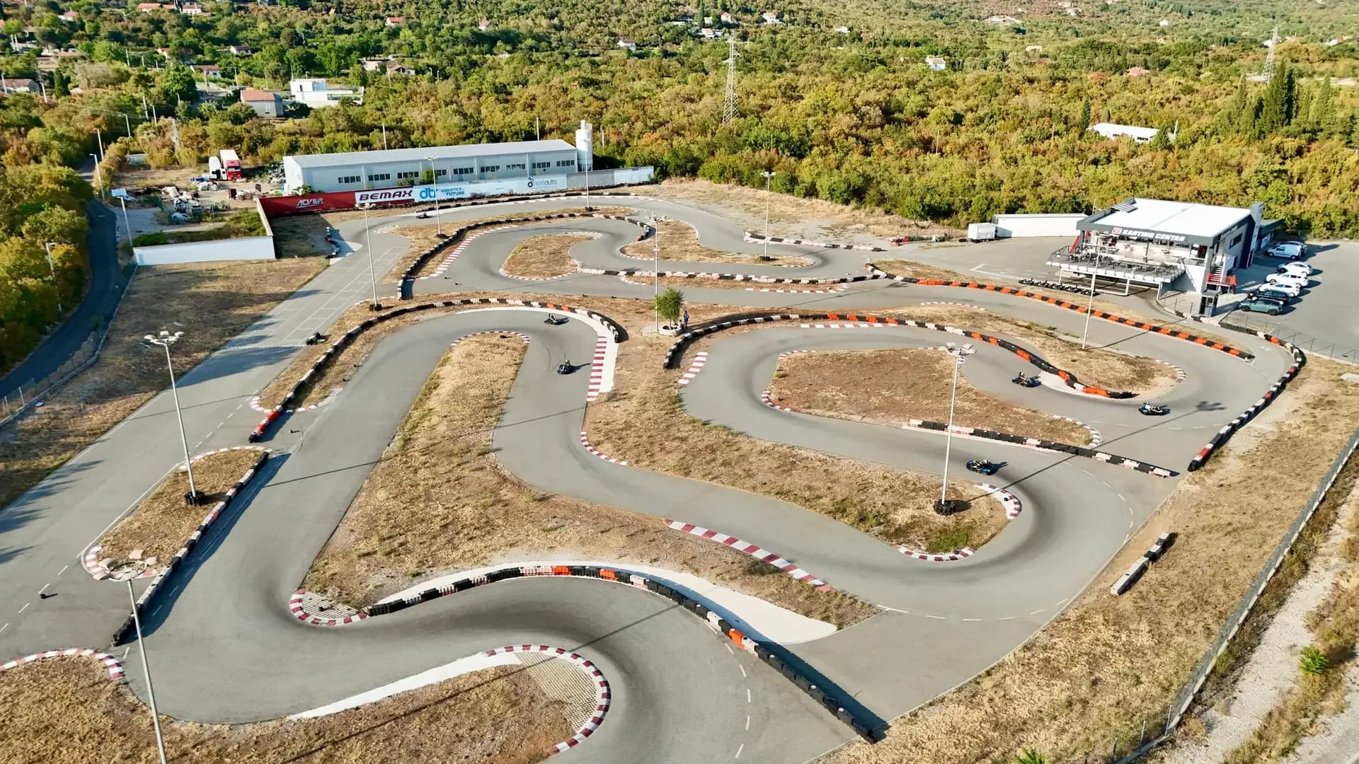 Aerial view of the outdoor karting track in Podgorica