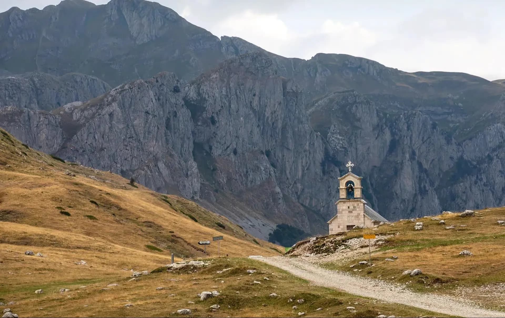 Mountain road to the Church of St. Elijah beneath the Žurim peaks