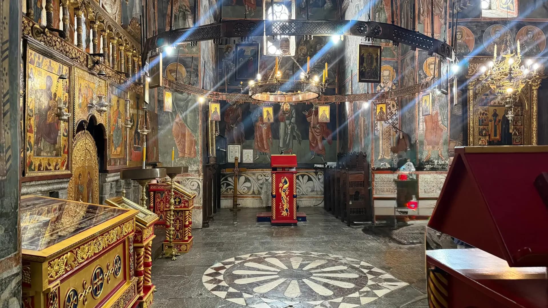 Frescoes and iconostasis inside Morača Monastery